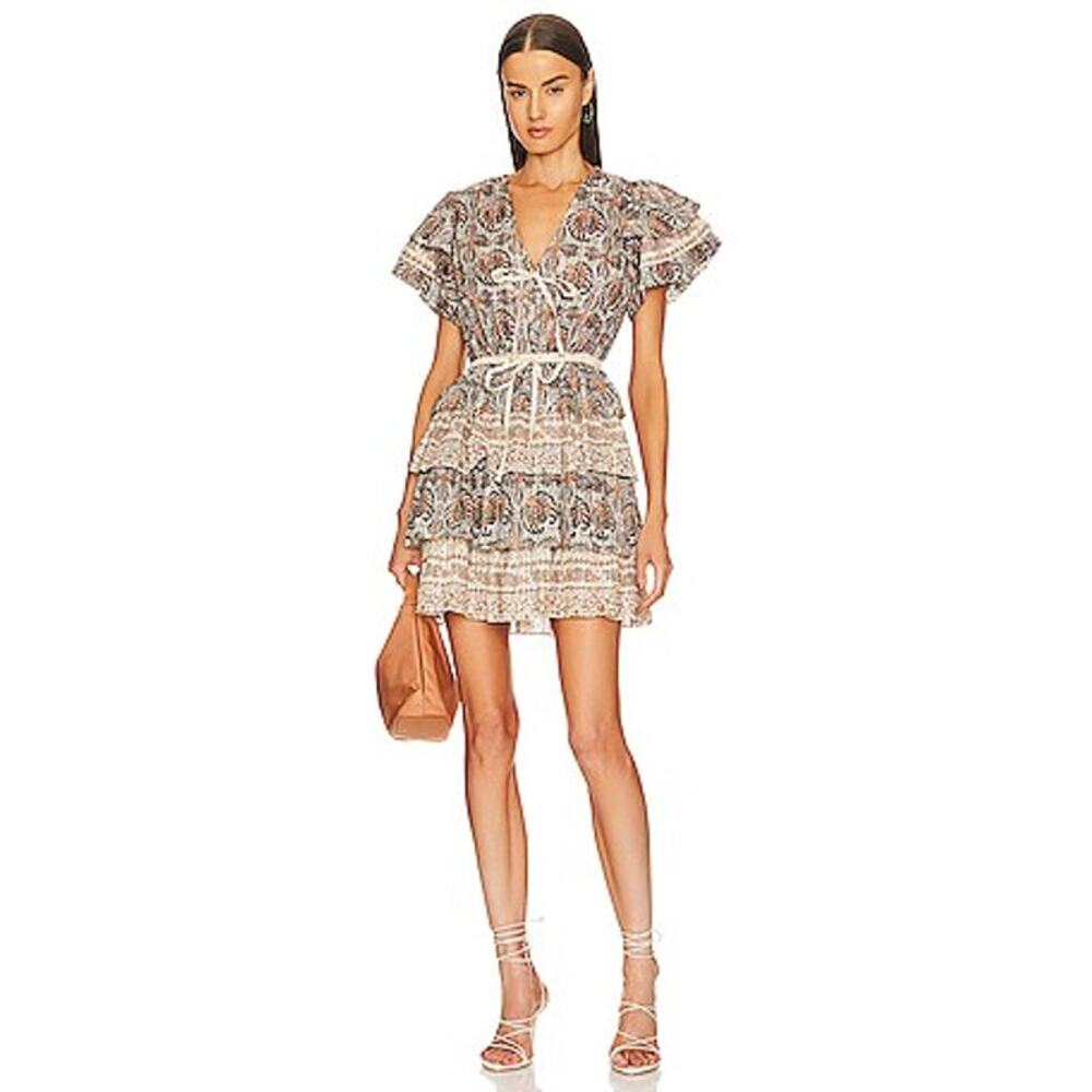 Ulla Johnson Kaitlyn Dress Yarrow Mini Short Sleeve Tiered Ruffle Skirt 6